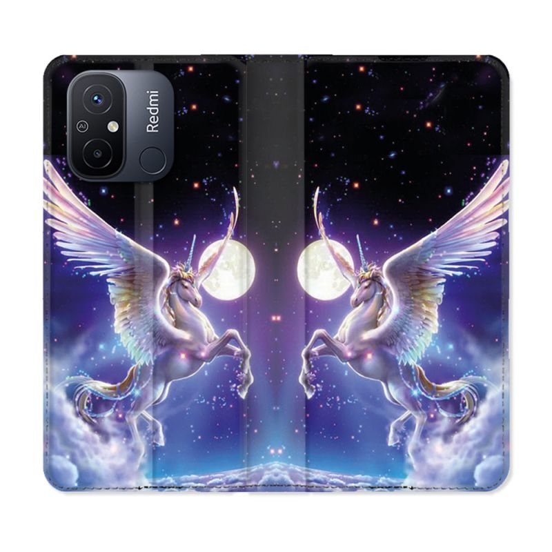 Housse cuir portefeuille pour Xiaomi 12C Fantastique Licorne Céleste