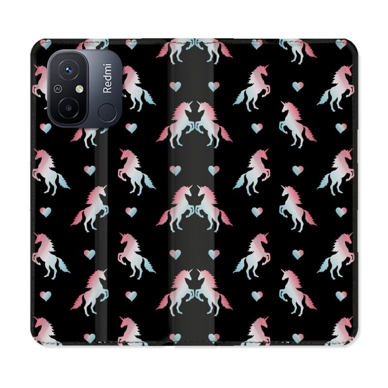 Housse cuir portefeuille pour Xiaomi 12C Fantastique Licorne Pattern