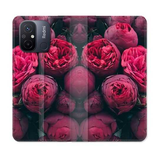 Housse cuir portefeuille pour Xiaomi 12C Fleur Pivoine
