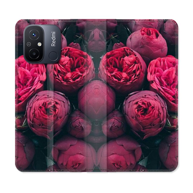 Housse cuir portefeuille pour Xiaomi 12C Fleur Pivoine