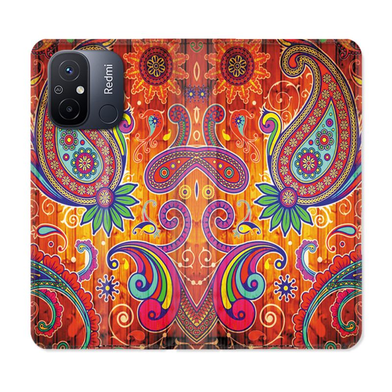 Housse cuir portefeuille pour Xiaomi 12C Fleur Psychedelic