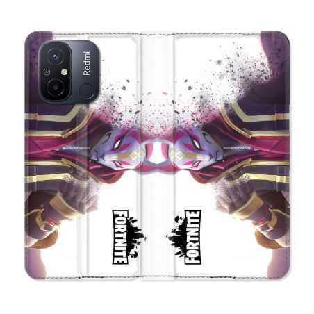 Housse cuir portefeuille pour Xiaomi 12C Fortnite Blanc