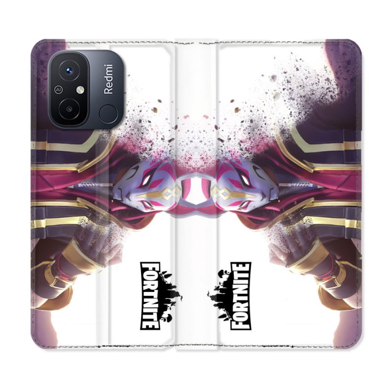Housse cuir portefeuille pour Xiaomi 12C Fortnite Blanc