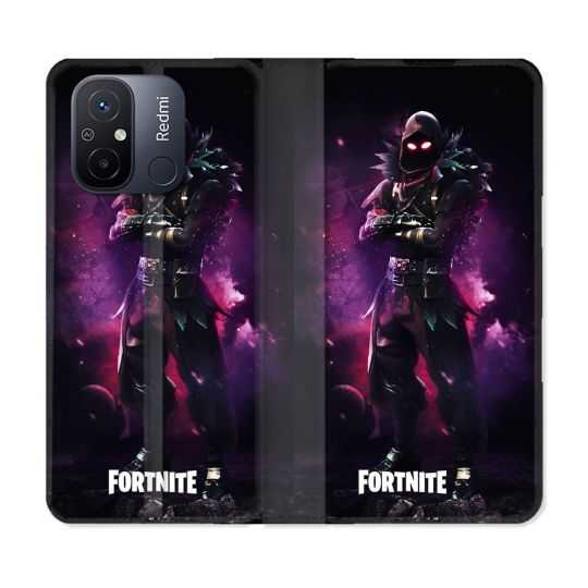 Housse cuir portefeuille pour Xiaomi 12C Fortnite Raven