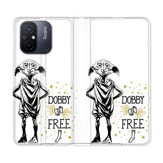 Housse cuir portefeuille pour Xiaomi 12C Harry Potter Dobby Free Blanc