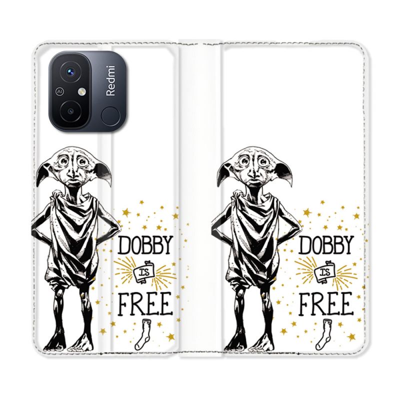 Housse cuir portefeuille pour Xiaomi 12C Harry Potter Dobby Free Blanc