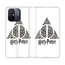 Housse cuir portefeuille pour Xiaomi 12C Harry Potter Hollows triangle Blanc