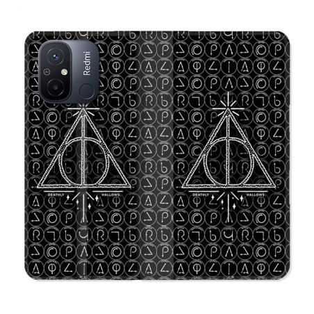 Housse cuir portefeuille pour Xiaomi 12C Harry Potter Hollows Triangle Noir