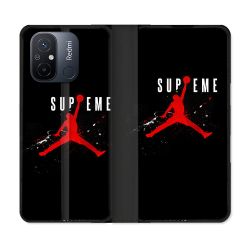 Housse cuir portefeuille pour Xiaomi 12C Jordan Supreme Noir