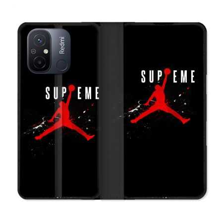 Housse cuir portefeuille pour Xiaomi 12C Jordan Supreme Noir