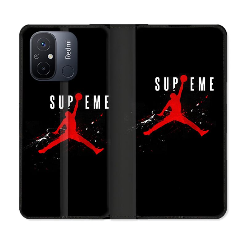 Housse cuir portefeuille pour Xiaomi 12C Jordan Supreme Noir