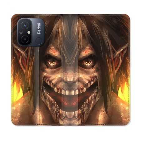 Housse cuir portefeuille pour Xiaomi 12C Manga Attaque Titans Eren Titan