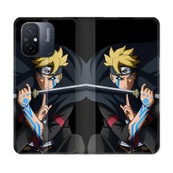Housse cuir portefeuille pour Xiaomi 12C Manga Boruto Tatouage
