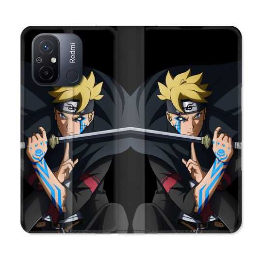 Housse cuir portefeuille pour Xiaomi 12C Manga Boruto Tatouage