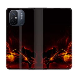 Housse cuir portefeuille pour Xiaomi 12C Manga Demon Slayer Electric