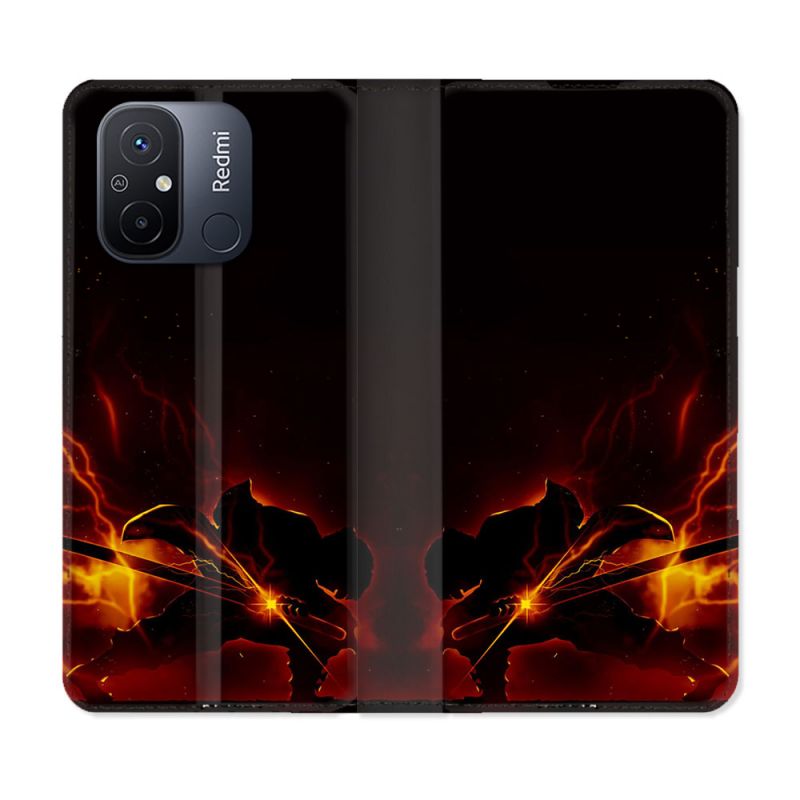 Housse cuir portefeuille pour Xiaomi 12C Manga Demon Slayer Electric