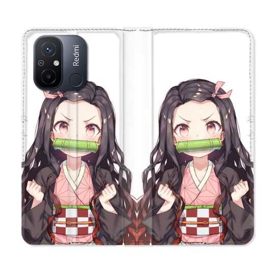 Housse cuir portefeuille pour Xiaomi 12C Manga Demon Slayer Nezuko