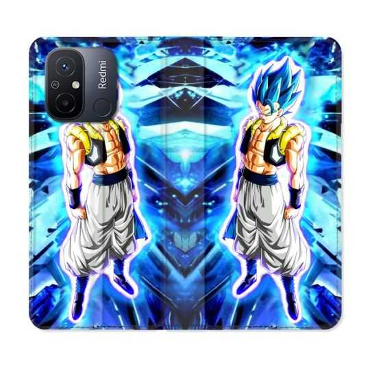 Housse cuir portefeuille pour Xiaomi 12C Manga Dragon Ball Gogeta Lumiere