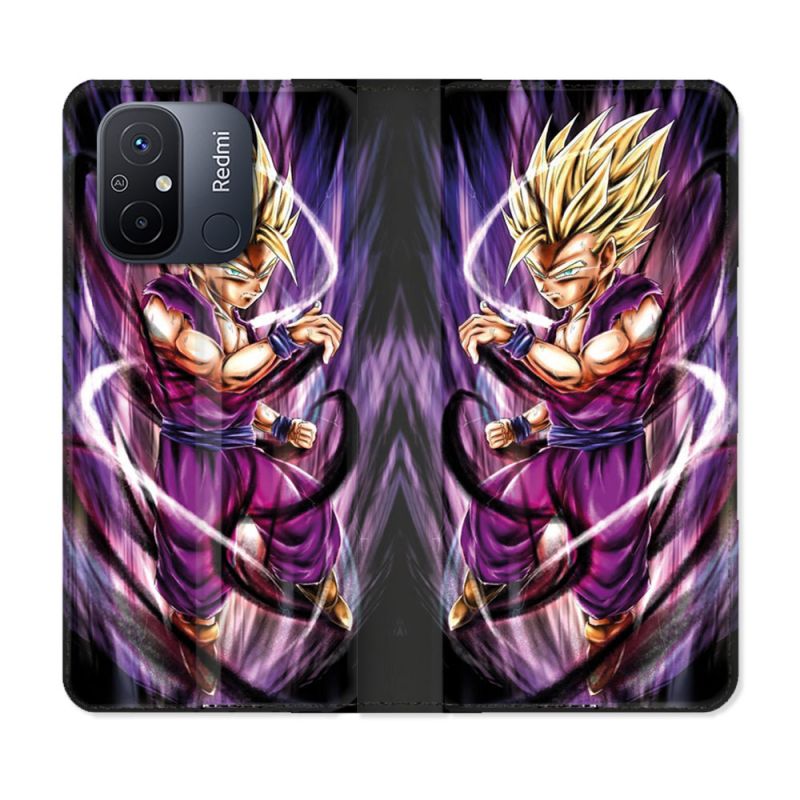 Housse cuir portefeuille pour Xiaomi 12C Manga Dragon Ball Sangohan Violet