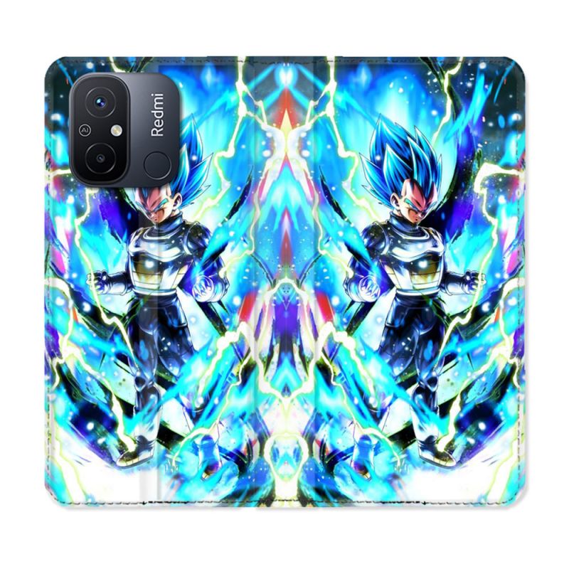 Housse cuir portefeuille pour Xiaomi 12C Manga Dragon Ball Vegeta Bleu