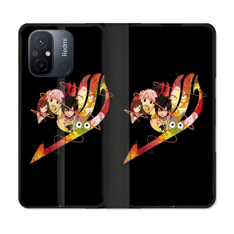 Housse cuir portefeuille pour Xiaomi 12C Manga Fairy Tail Logo Noir