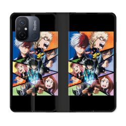 Housse cuir portefeuille pour Xiaomi 12C Manga My Hero Academia Noir