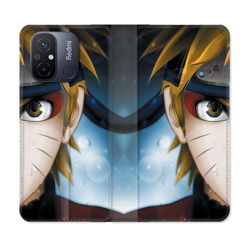 Housse cuir portefeuille pour Xiaomi 12C Manga Naruto Blanc