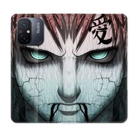 Housse cuir portefeuille pour Xiaomi 12C Manga Naruto Gaara