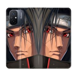 Housse cuir portefeuille pour Xiaomi 12C Manga Naruto Itachi Visage