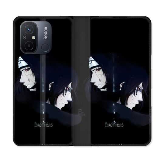 Housse cuir portefeuille pour Xiaomi 12C Manga Naruto Sasuke Itachi