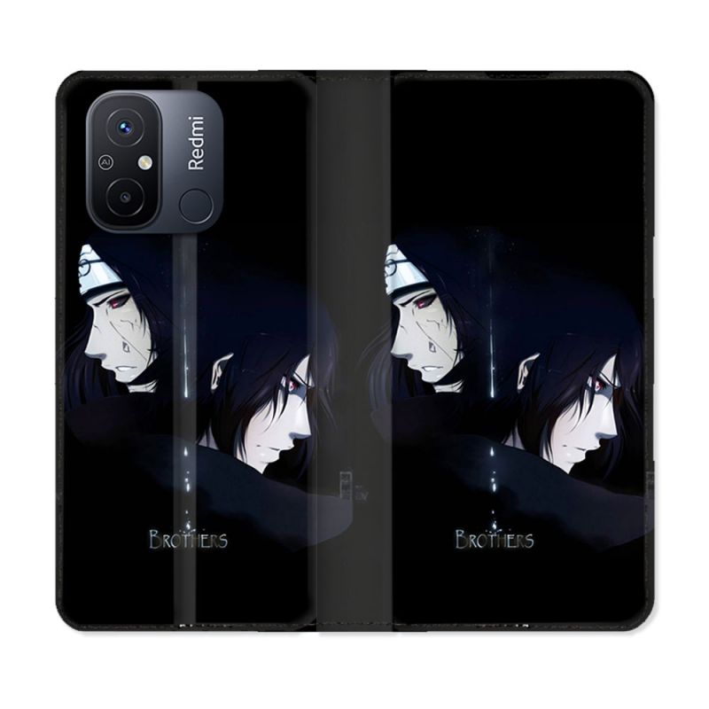 Housse cuir portefeuille pour Xiaomi 12C Manga Naruto Sasuke Itachi