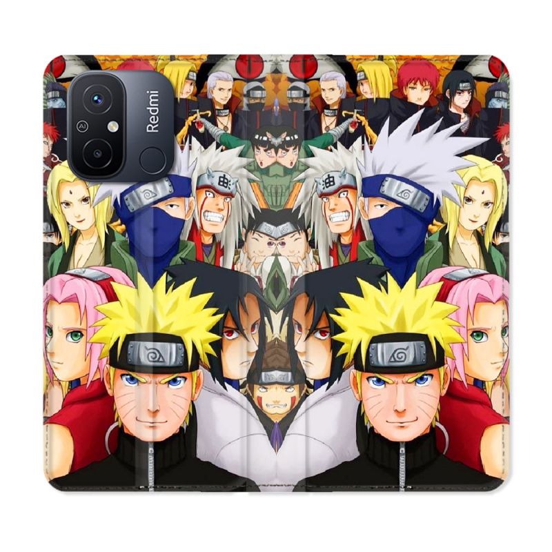 Housse cuir portefeuille pour Xiaomi 12C Manga Naruto Team