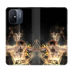 Housse cuir portefeuille pour Xiaomi 12C Manga One Piece Ace Noir