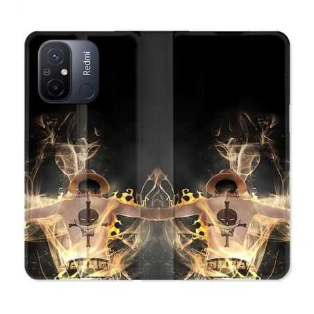 Housse cuir portefeuille pour Xiaomi 12C Manga One Piece Ace Noir