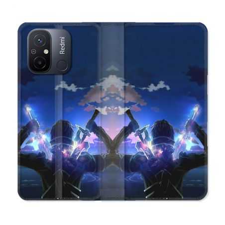 Housse cuir portefeuille pour Xiaomi 12C Manga SAO sword Art Online Epee
