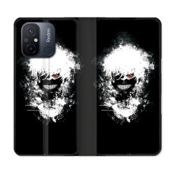Housse cuir portefeuille pour Xiaomi 12C Manga Tokyo Ghoul Kaneki Tag