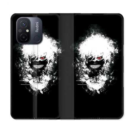 Housse cuir portefeuille pour Xiaomi 12C Manga Tokyo Ghoul Kaneki Tag