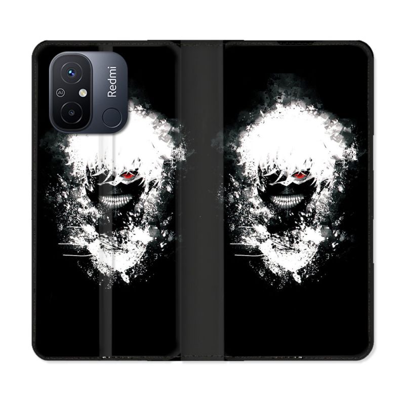 Housse cuir portefeuille pour Xiaomi 12C Manga Tokyo Ghoul Kaneki Tag
