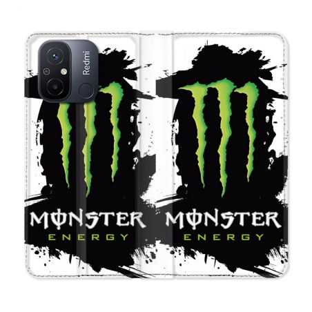 Housse cuir portefeuille pour Xiaomi 12C Monster Energy Tache