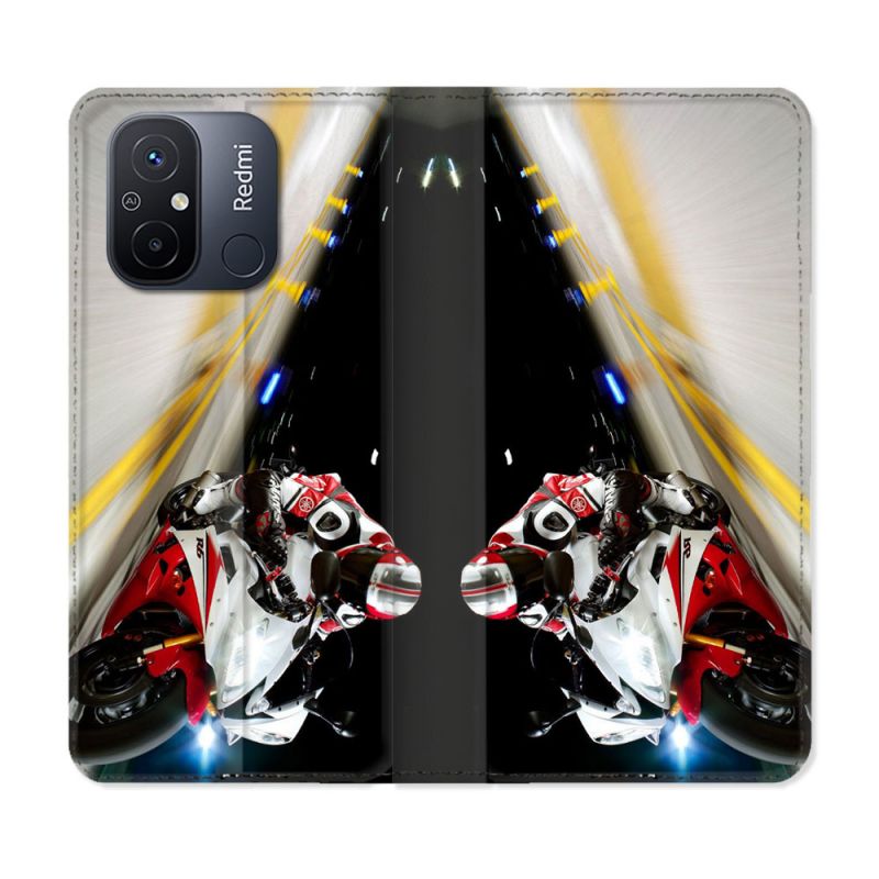 Housse cuir portefeuille pour Xiaomi 12C Moto Course GP R6