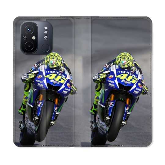 Housse cuir portefeuille pour Xiaomi 12C Moto Course GP Wheeling 46