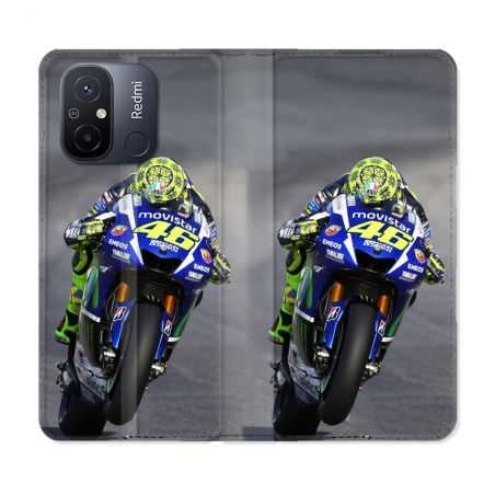 Housse cuir portefeuille pour Xiaomi 12C Moto Course GP Wheeling 46