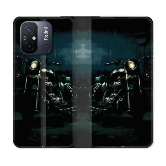 Housse cuir portefeuille pour Xiaomi 12C Moto Harley Vintage