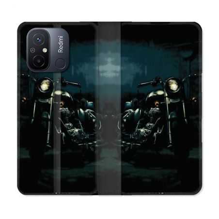 Housse cuir portefeuille pour Xiaomi 12C Moto Harley Vintage
