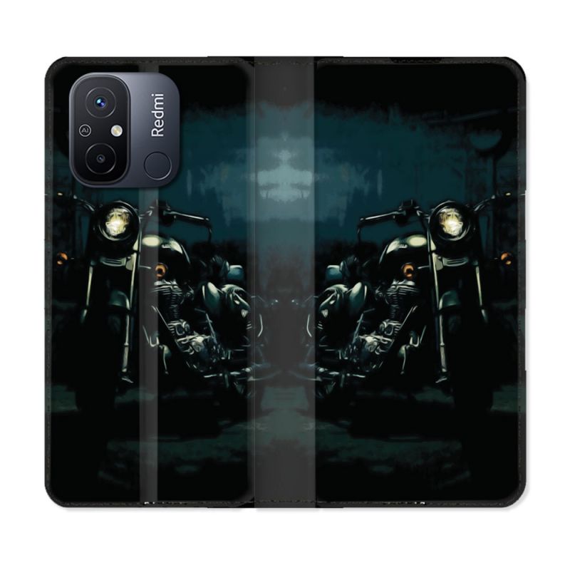 Housse cuir portefeuille pour Xiaomi 12C Moto Harley Vintage