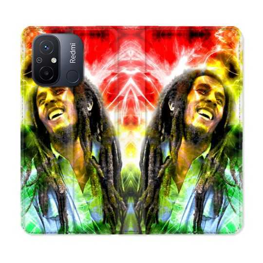 Housse cuir portefeuille pour Xiaomi 12C Musique Bob Marley Color
