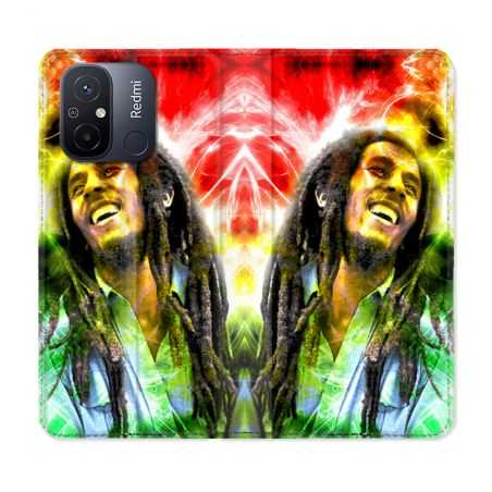 Housse cuir portefeuille pour Xiaomi 12C Musique Bob Marley Color
