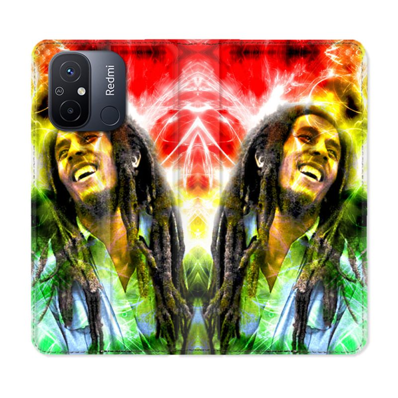 Housse cuir portefeuille pour Xiaomi 12C Musique Bob Marley Color