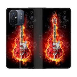 Housse cuir portefeuille pour Xiaomi 12C Musique Guitare Electrique