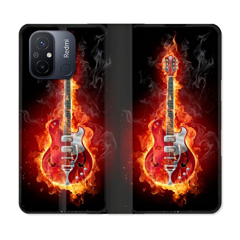 Housse cuir portefeuille pour Xiaomi 12C Musique Guitare Electrique